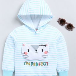 MIMINO Cotton Full Sleeves Kitty Printed Hooded  Sweatshirt - Blue-image-28