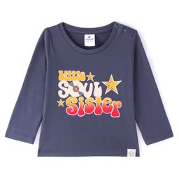 Ollypop Sinker Knit Full Sleeves T-Shirt with Star & Text Print - Navy Blue-picture-13