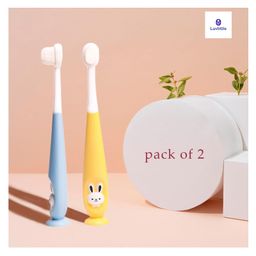 Luvlittle Baby Toothbrush I Supersoft Bristles & Suction Cup Base Tooth Brush for Kids/Babies/Toddlers - Blue & Yellow (Pack of 2)-26
