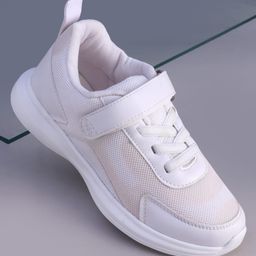 Pine Kids Velcro Closure Solid Color School Shoes - White-image-38