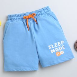 BUMZEE Cotton Woven Above Knee Length Shorts with Text Print - Light Blue-picture-12