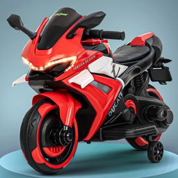 BAYBEE Baby Battery Operated Bike for Kids with Foot Accelerator & Music | Rechargeable Ride on Toy Bike with Training Wheels & LED Light | Baby Electric Bike for Kids (Red)-image-83