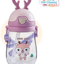 The Cheeky Kidzz Premium Baby Feeding 400ml Straw Sipper Cartoon Print Water Milk Liquids Strap Feeder Bottle BPA Free For Kids 4 Months+ (PINK)-13