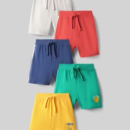 Babyhug Cotton Single Jersey Knit Shorts with Smiley Print Pack of 5 - Multicolor-image-58