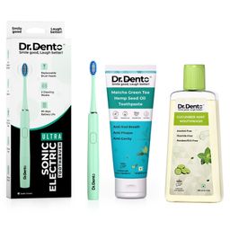Dr. Dento Ultra Sonic Electric Toothbrush - Jade Green with Matcha Green Tea Toothpaste 125g and Cucumber Mint Mouthwash 300ml-image-67