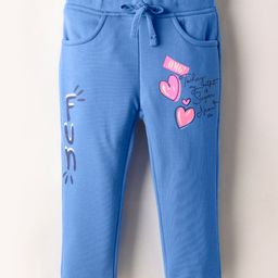 Olio Kids Full Length Woollen & Fleece Pant with Text Print - Blue-image-53