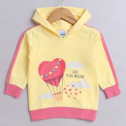 BUMZEE Looper Full Sleeves Air Balloon Printed Hooded Sweatshirt - Yellow-image-25