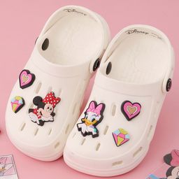 Disney by Yellow Bee Perforated Clogs With Minnie Mouse & Daisy Duck Charms - White-picture-21