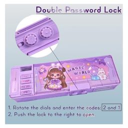 Azhari Multifunctional Magic World Password Lock Double Sided Empty Compass Box for Kids Color & Design May Vary image 2