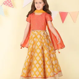 Fabindia Girls Printed Ready to Wear Cotton Silk Gotta Patti Lehenga & Blouse With Dupatta-image-70