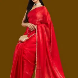 LOROFY Embellished Beads and Stones Poly Crepe Saree-picture-6