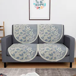 Kuber Industries Blue & Beige 4 Pieces Printed Cotton 2 Seater Sofa Cover-44