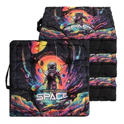 Kuber Industries Journey to Space 4 Pieces Black & Red Printed Chair Pads image 2