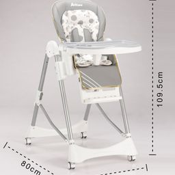 fab n funky Multifunctional Baby High Chair with 7 level Height Adjustment and 3 level Recliner Seat with Removable Soft PU Cushion - Grey image 4