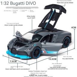 ADKD 1:32 Scale Die Cast Bugatti DIVO Racing Car Model Metal Car with Openable Doors & Pull Back with Sound and Light - (Colour May Vary/ Random Color) image 4