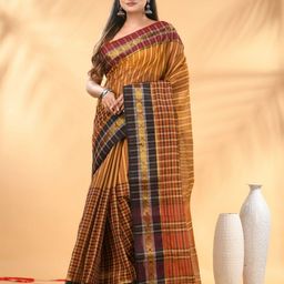Charukriti Checked Zari Pure Cotton Taant Saree-28