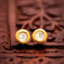 aadita Gold-Plated Artificial Stones Studded Circular Shaped Studs-18