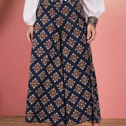 Inweave Blue Cotton Printed Palazzos-image-29