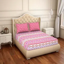 CORE Designed By Spaces Season Best Premium Pink Cotton 144 TC Bed Sheet Set-image-2