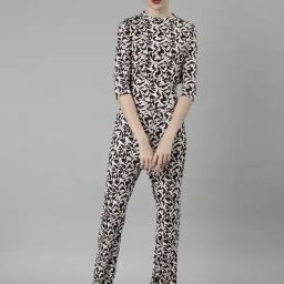 SHOWOFF Beige & White Printed Co-Ord Set-35
