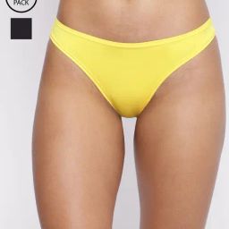 La Intimo Black & Yellow Comfort Fit Panties - Pack Of 2-image-65