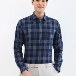Allen Solly Navy Cotton Slim fit Checks Shirts-image-94