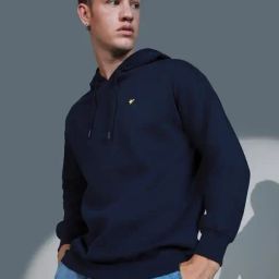 Hubberholme Navy Blue Cotton Regular Fit Printed Hooded Sweatshirt-17