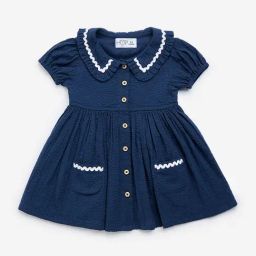 HOP Baby by Westside Navy Textured A-Line Cotton Dress-picture-22