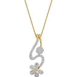 EMORI 18k (750) Yellow Gold Floral Drop Diamond Pendant-image-21