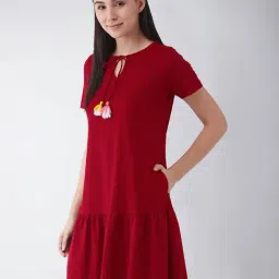 Miss Chase Maroon Cotton Night Dress-picture-31