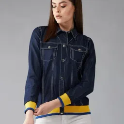 DOLCE CRUDO Navy Full Sleeves Jacket-image-98