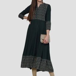 Vaamsi Green Embellished A Line Kurta-image-53