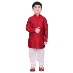 SG Yuvraj Kids Maroon & White Printed Kurta with Pyjama-image-79