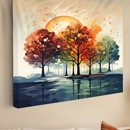 SAF Black & Orange 1 Piece Canvas Floral and Botanical Wall Paintings-34