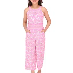 Cutecumber Kids Pink Floral Print Jumpsuit-image-50