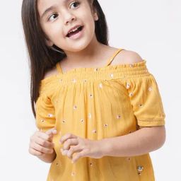 Ed-a-Mamma Kids Yellow Floral Print Top-image-82