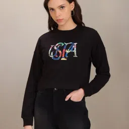 U.S. Polo Assn. Black Printed Crop Sweatshirt-image-77