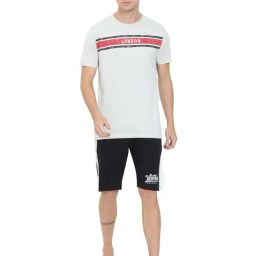 Masculino Latino White Regular Fit Printed Nightwear Set-image-15