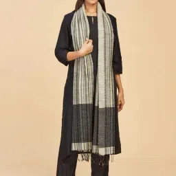 Fabindia Grey Cotton Striped Dupatta-picture-19