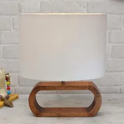 Homesake White & Brown Wood Bedside Desk Nightstand Table Lamp-38
