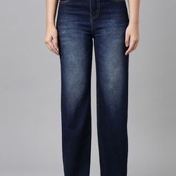 ZHEIA Women Straight Fit High-Rise Light Fade Stretchable Jeans-image-104
