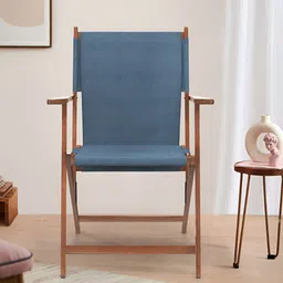 Chumbak Blue & Brown Sailor Bistro Folding Chair-2