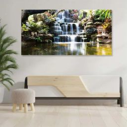 Nestroots Multicolor Canvas Tropical Oasis Waterfall Escape Wall Painting - Single Frame-45