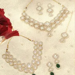 Zaveri Pearls Green Alloy Sets for Women-image-76