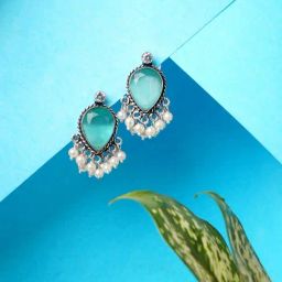 IMLI STREET Green & White Classic Design Crystal Stud Earrings-picture-16