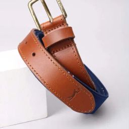 Louis Philippe Blue Leather Casual Belt-picture-28