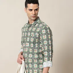 Mr Bowerbird Premium Tailored Fit Printed Casual Shirt-image-65