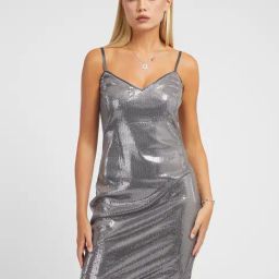 Guess Grey Embellished Shoulder straps Dress-image-58