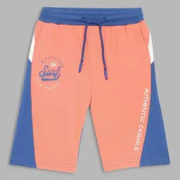 Blue Giraffe Boys Blue & Peach Cotton Color Block Shorts-image-69