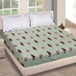Romee Green Cotton Floral Bed Sheets-image-89